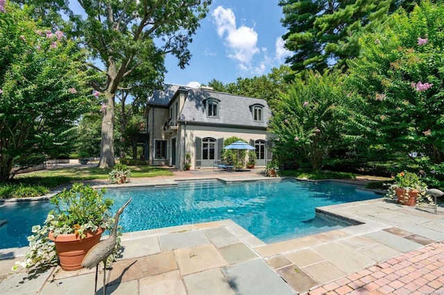 view of swimming pool featuring a patio