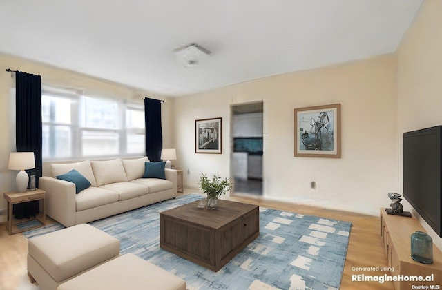 living room featuring light hardwood / wood-style flooring