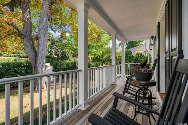 wooden deck with covered porch