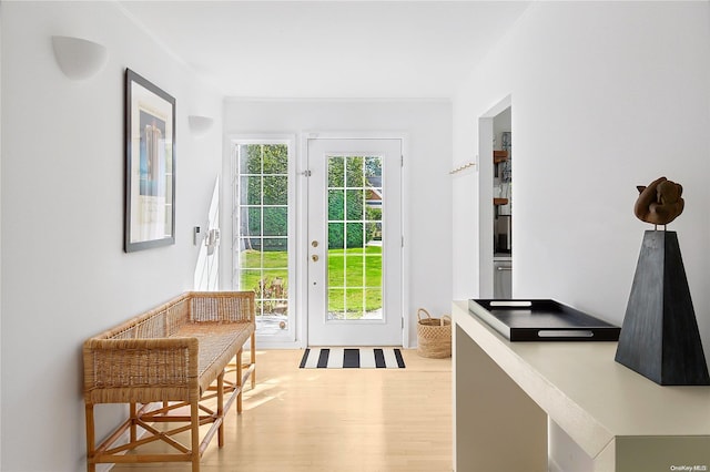 doorway featuring light wood-type flooring