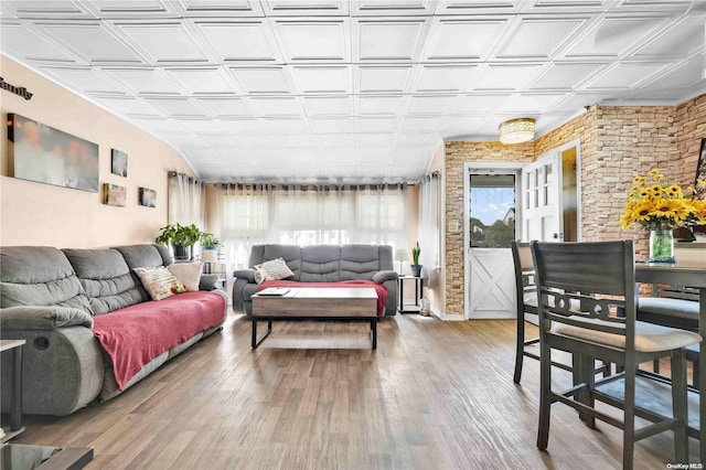 living room with hardwood / wood-style floors