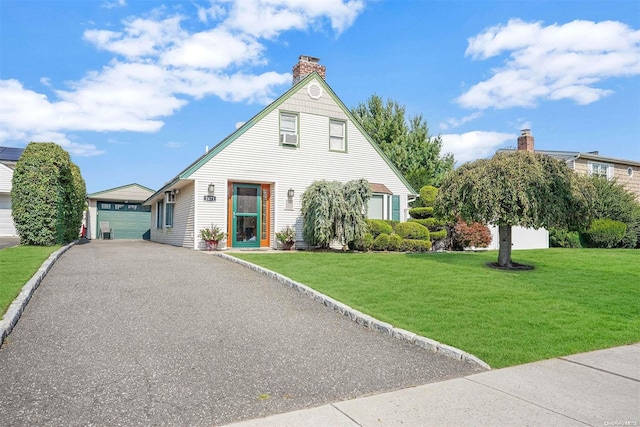 view of front of property with cooling unit and a front yard