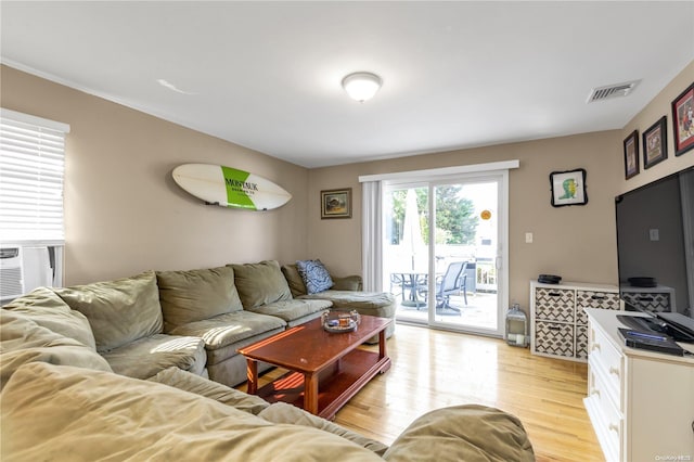 living room featuring light hardwood / wood-style floors