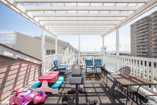 view of patio featuring a pergola