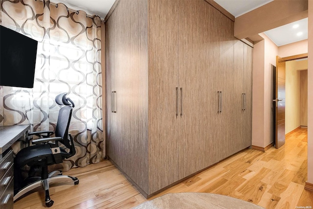 office area featuring light hardwood / wood-style flooring