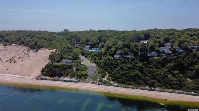 42 Cottage Rd, Baiting Hollow, NY 11933 - aerial overview of property's location featuring a heavily wooded area and a large body of water