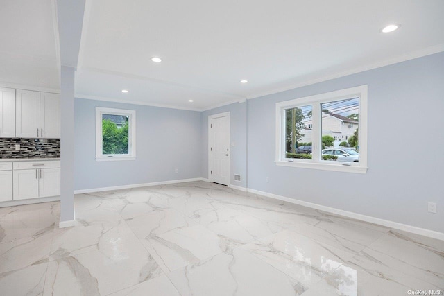 interior space featuring crown molding