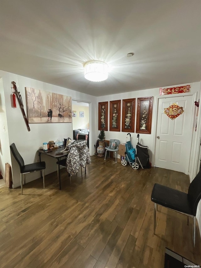 interior space with dark hardwood / wood-style flooring