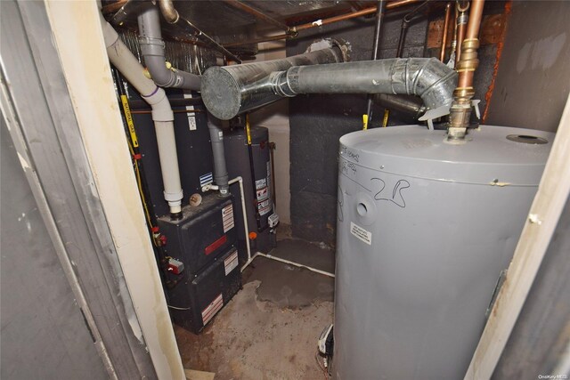 utility room with gas water heater