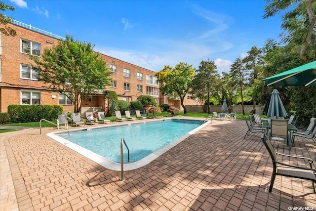 view of pool featuring a patio area