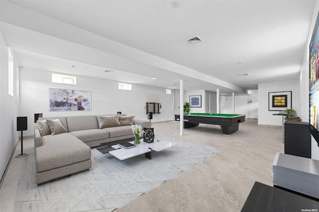 living room with billiards