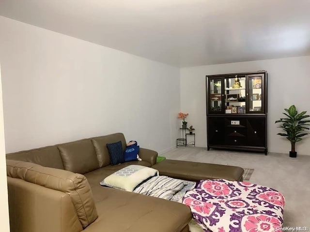 living room with light colored carpet