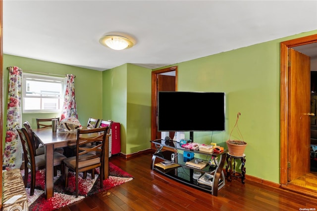 interior space with dark hardwood / wood-style flooring