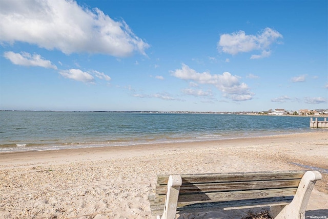 property view of water with a beach view