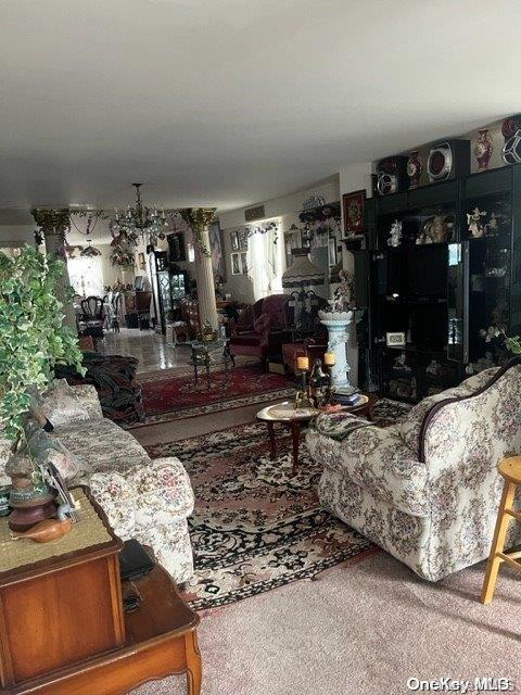 living room featuring carpet floors