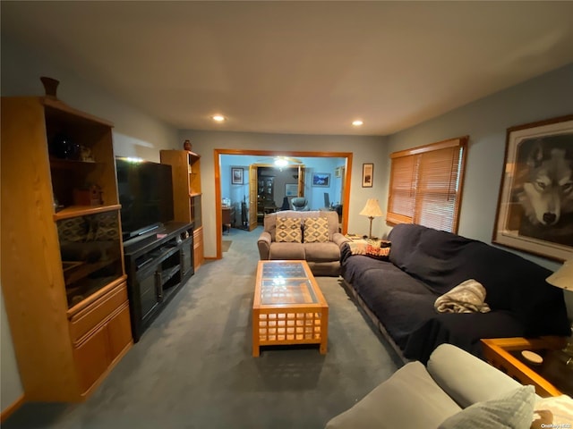 living room with carpet flooring