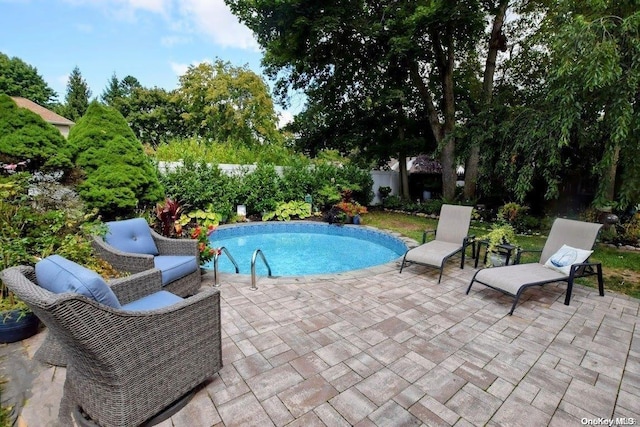 view of swimming pool featuring a patio area