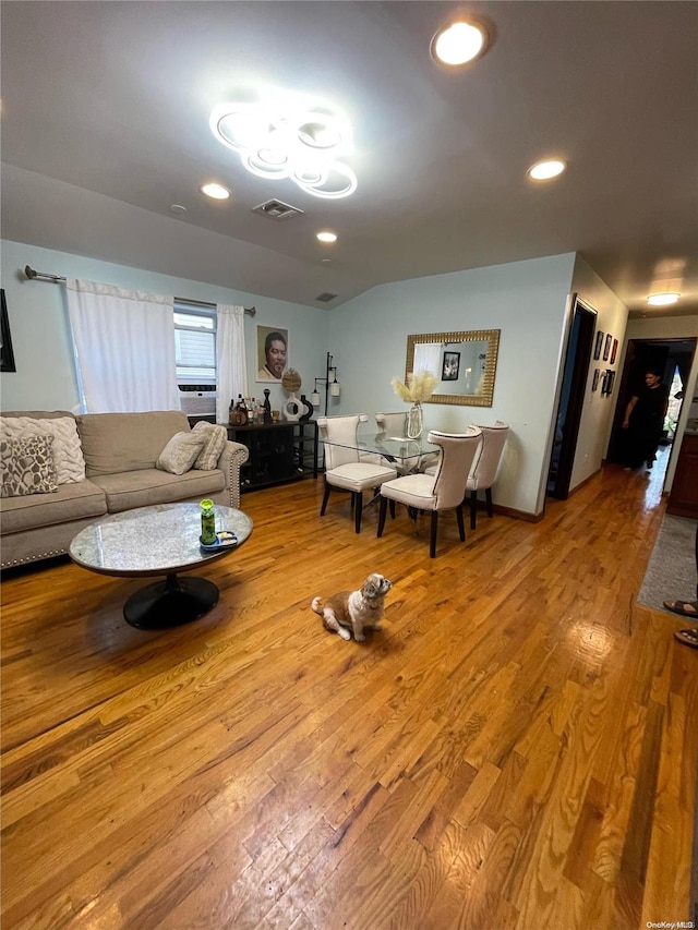 living room with light wood-type flooring