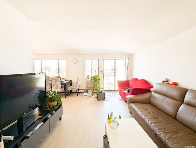 living room featuring light wood-type flooring