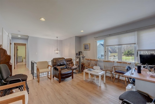 living room featuring light hardwood / wood-style floors