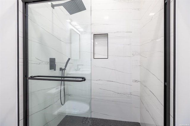 bathroom featuring walk in shower