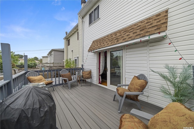 deck featuring grilling area