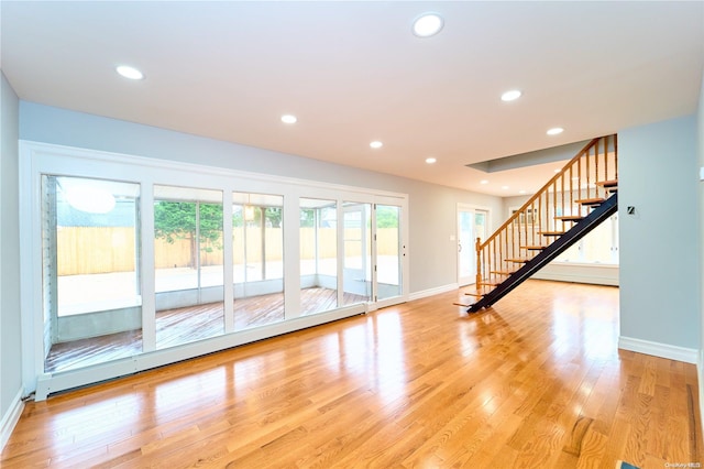 interior space with light hardwood / wood-style flooring