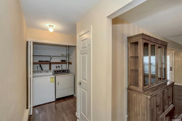 71 Standish Dr Unit 71, Mount Sinai, NY 11766 - laundry area featuring separate washer and dryer and dark wood finished floors