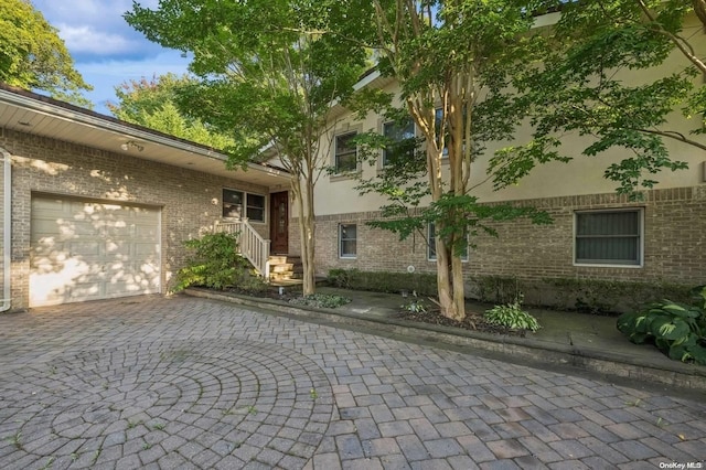 exterior space featuring a garage