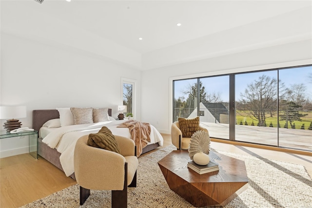 bedroom featuring light hardwood / wood-style flooring