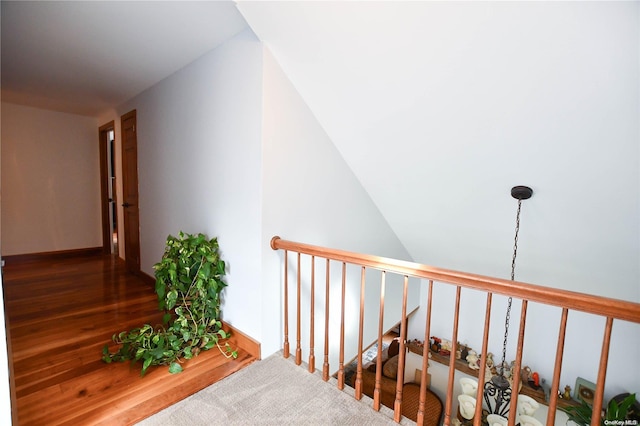 hallway with dark wood-type flooring