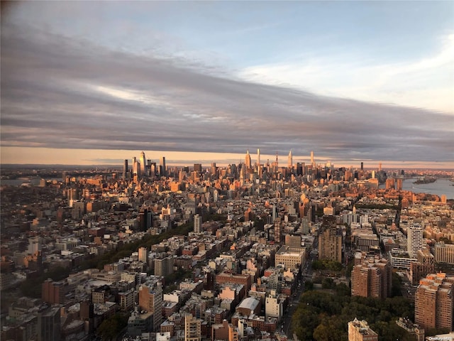 property's view of city featuring a water view