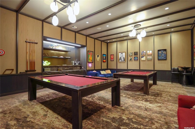 playroom with pool table