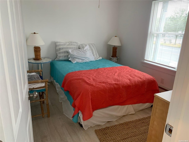 bedroom with wood-type flooring