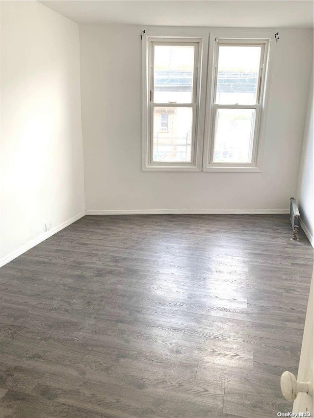 empty room with dark wood-type flooring