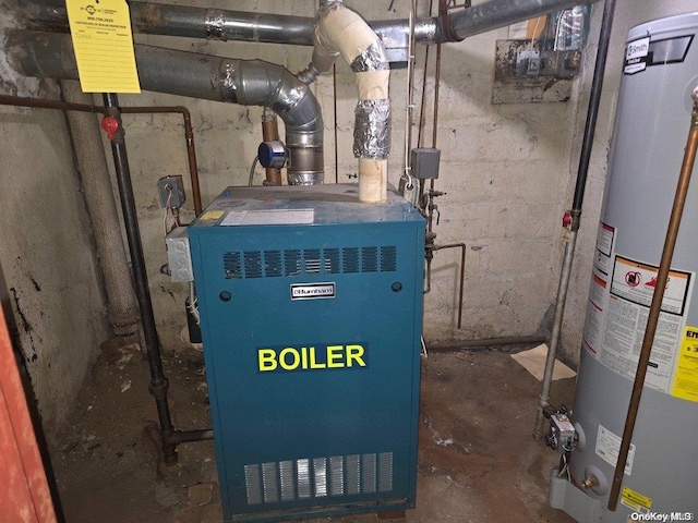 utility room featuring water heater