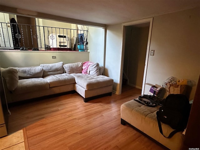 living room with hardwood / wood-style floors