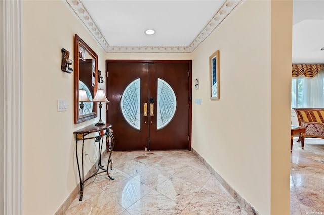 entrance foyer with french doors