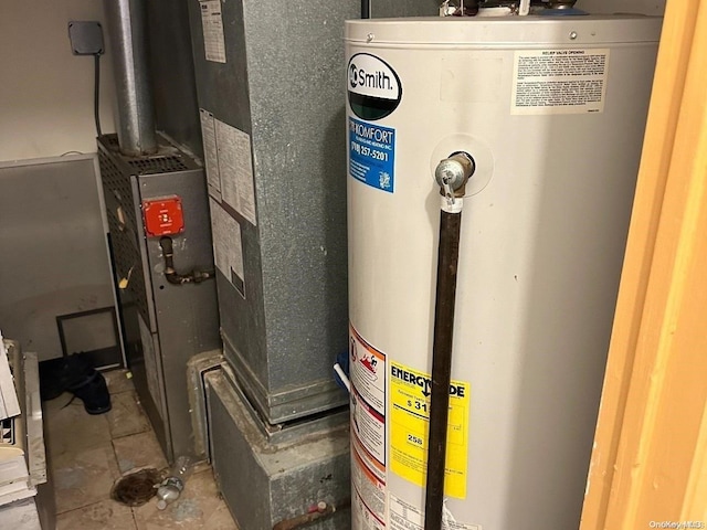 utility room with water heater