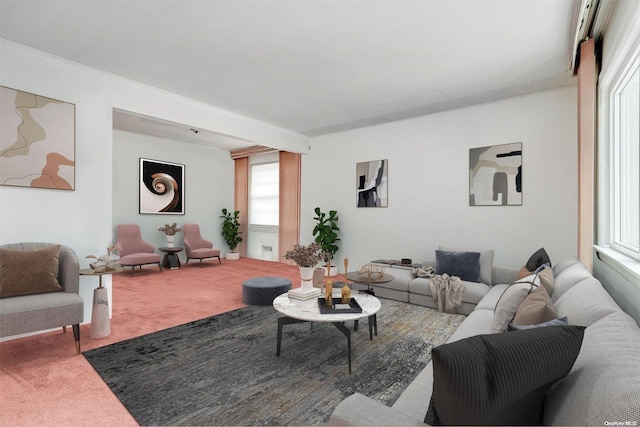 carpeted living room with a wealth of natural light