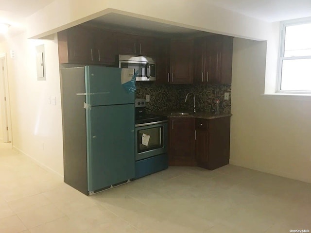 kitchen featuring backsplash, stainless steel appliances, and sink