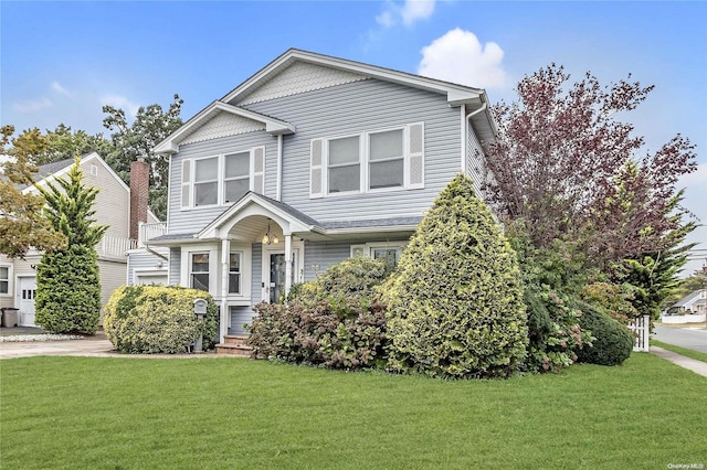 view of front of home featuring a front yard