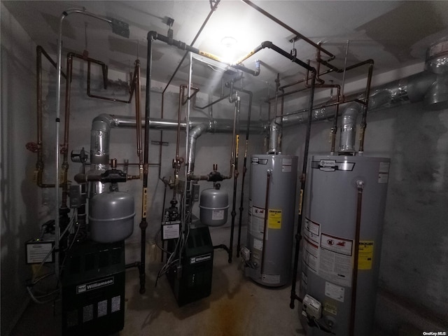 utility room with water heater