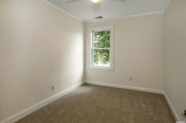 9 N Bayles Ave, Port Washington, NY 11050 - empty room featuring carpet flooring, ceiling fan, and crown molding