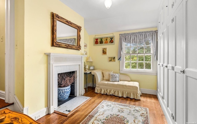 sitting room with light hardwood / wood-style floors