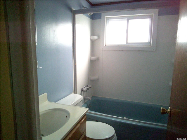 full bathroom featuring vanity, toilet, and shower / bathing tub combination