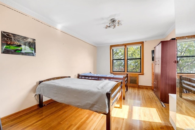 108-50 62nd Dr Unit 3F, Forest Hills, NY 11375 - bedroom with ornamental molding, light wood-style floors, and multiple windows