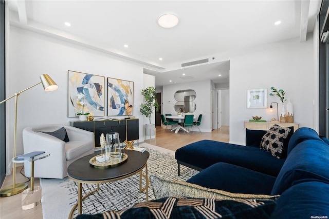 living room featuring light hardwood / wood-style floors