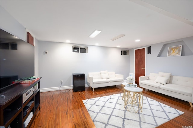 living room with hardwood / wood-style floors