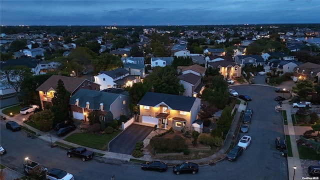 view of aerial view at dusk